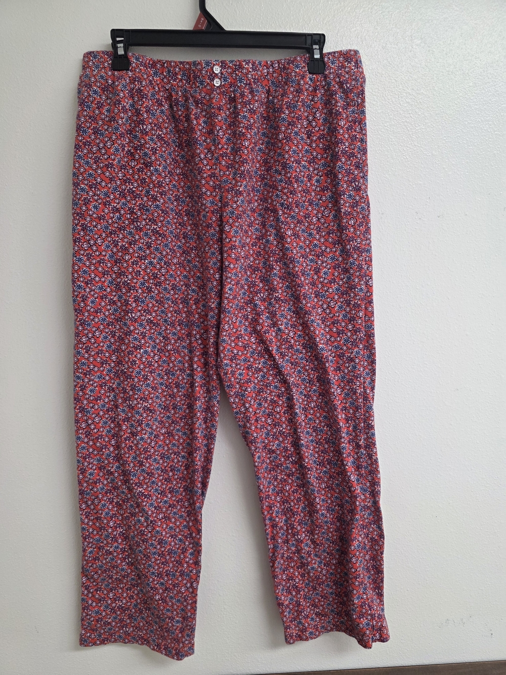 Cuddl Duds Red and Pink Floral Lounge Pants (0343)